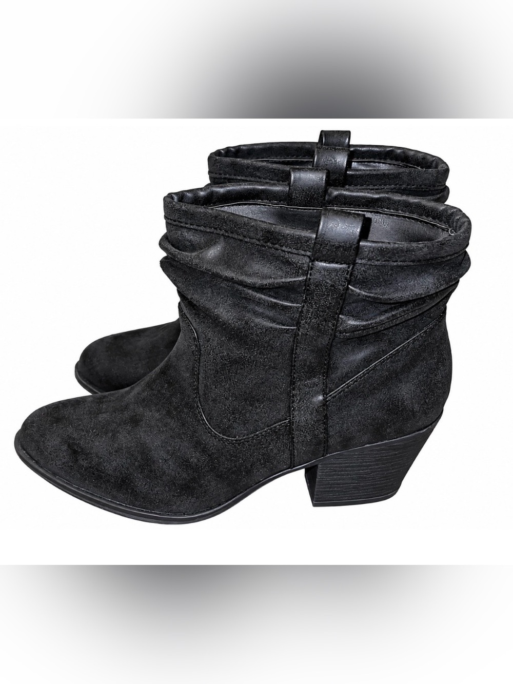 Women's K9 Rocket Dog Distressed 90's Style Ankle Slouch Slip-On Heeled Boots, 9